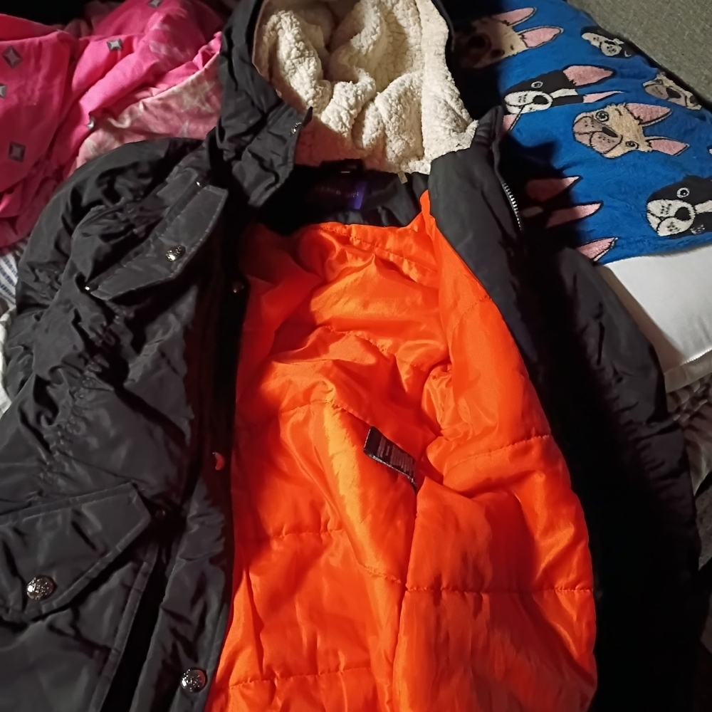 Madden Girl Black and Orange Puffer Jacket